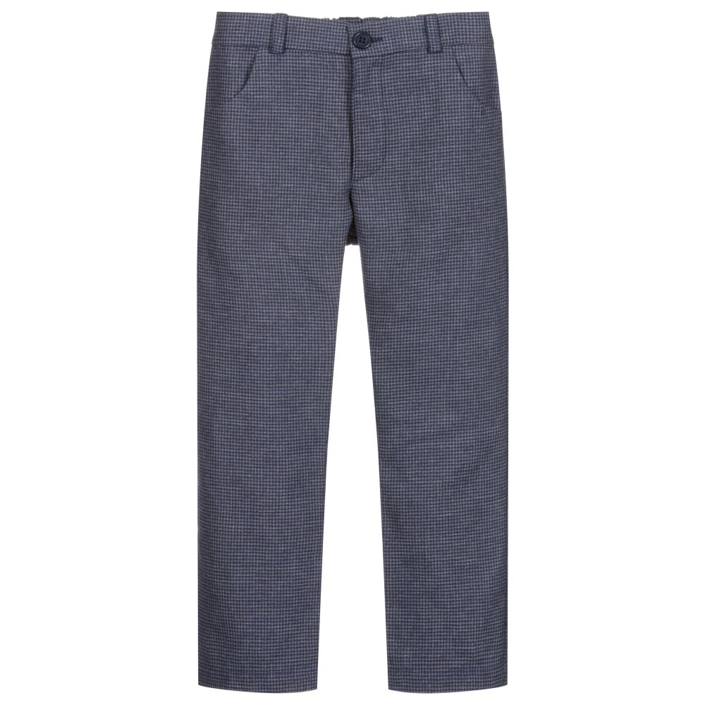 Sarah Louise - Boys Blue Check Trousers | Childrensalon