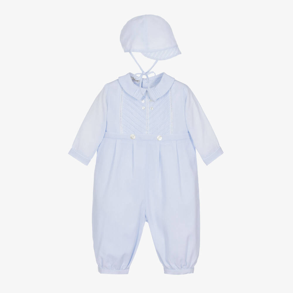 Sarah Louise-Boys Blue Cotton Babysuit Set | Childrensalon Outlet