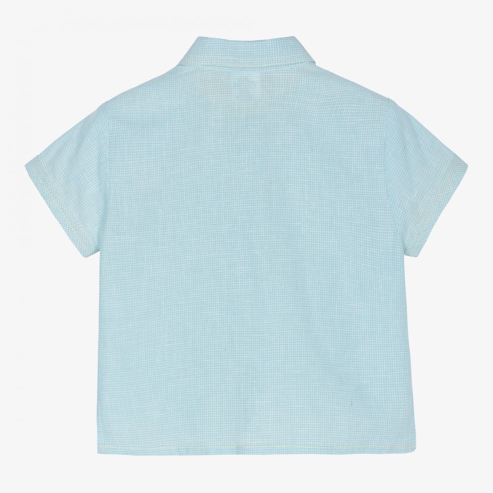 سارا لويز-Boys Blue Cotton Shirt | Childrensalon Outlet