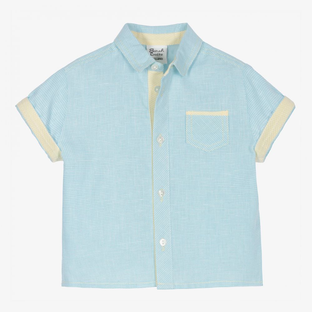سارا لويز-Boys Blue Cotton Shirt | Childrensalon Outlet