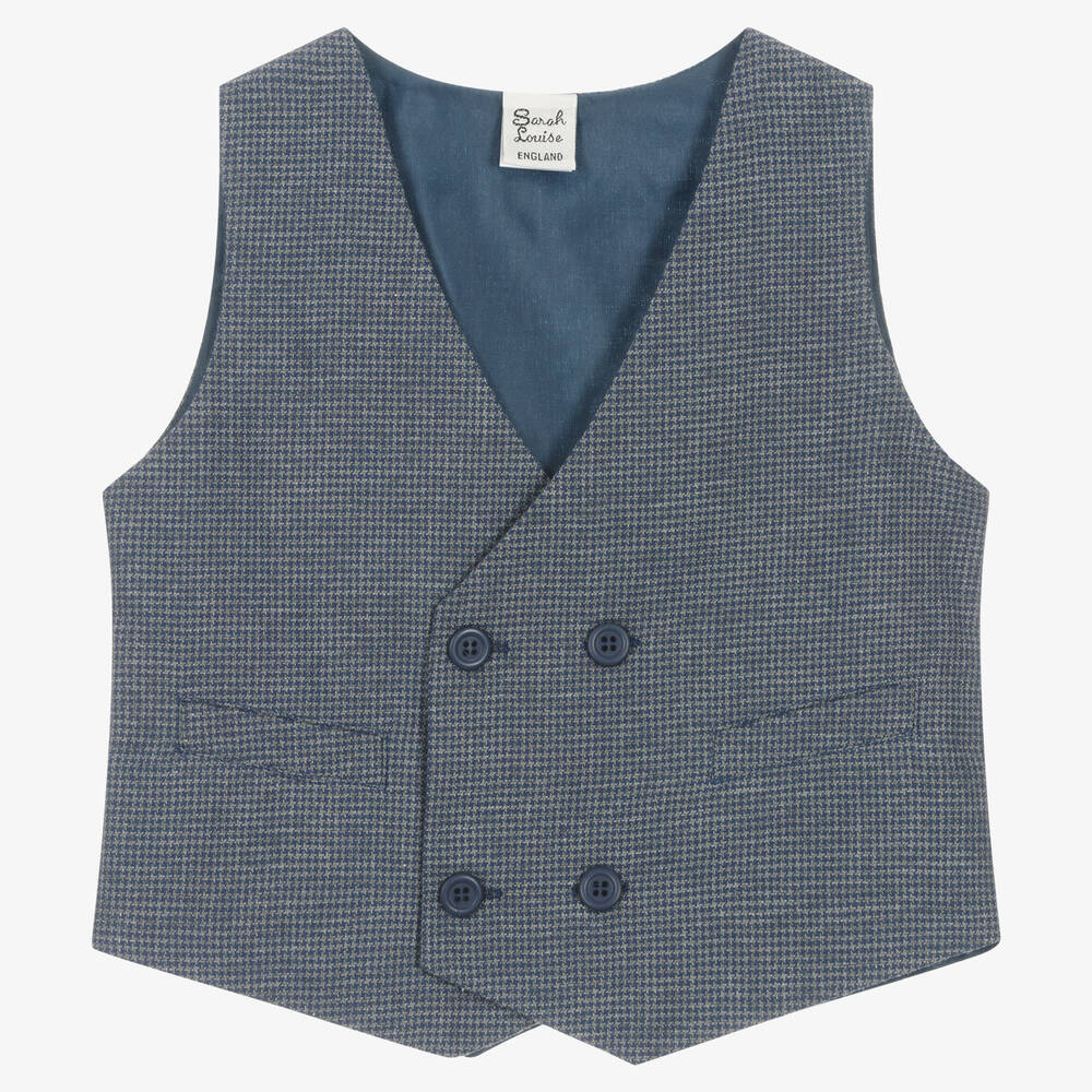 Boys grey check waistcoat top