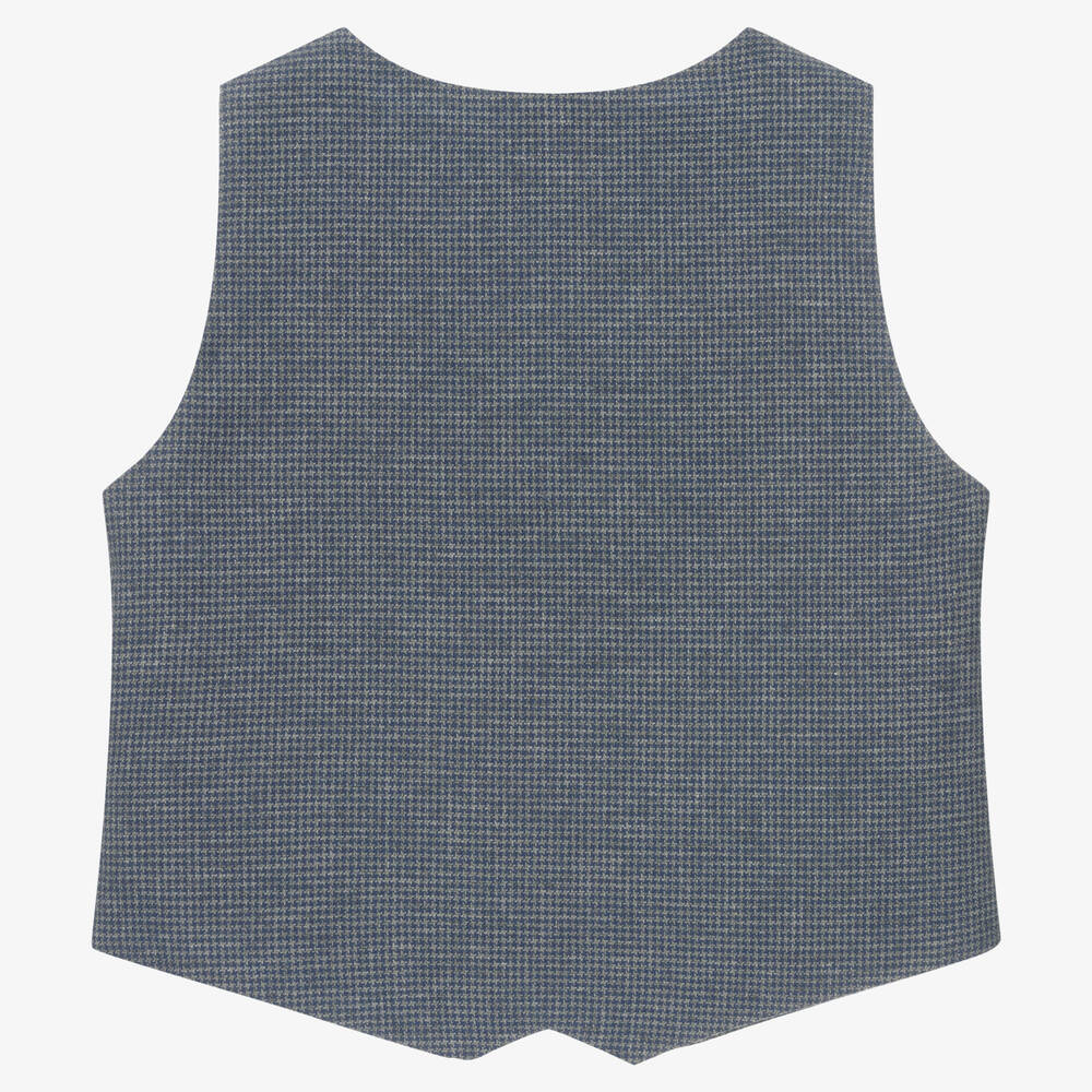 Sarah Louise-Boys Blue & Grey Check Waistcoat | Childrensalon Outlet