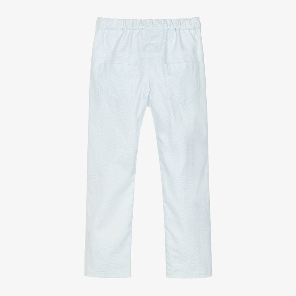 Sarah Louise-Boys Blue Herringbone Pattern Trousers | Childrensalon Outlet