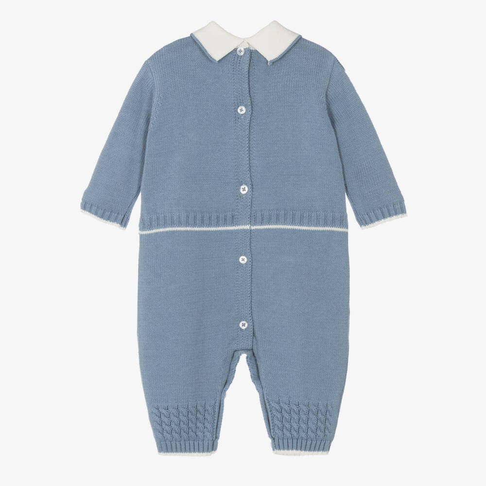 Sarah Louise-Boys Blue Knitted Babygrow | Childrensalon Outlet