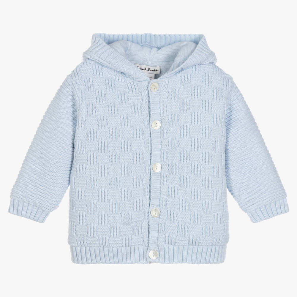 Sarah Louise - Blaue Strickjacke mit Kapuze | Childrensalon