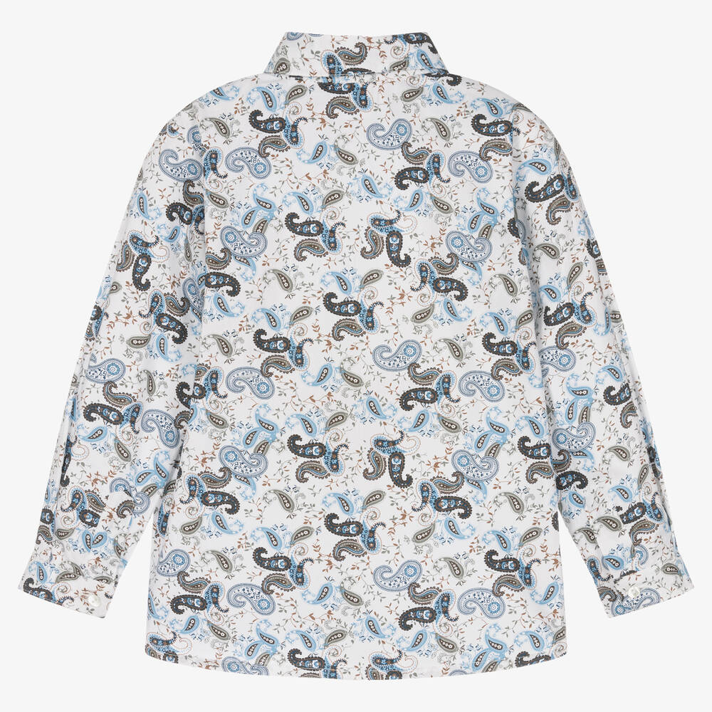 Sarah Louise-Boys Blue Paisley Print Cotton Shirt | Childrensalon Outlet