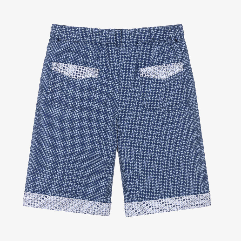 Sarah Louise-Boys Blue Patterned Shorts  | Childrensalon Outlet