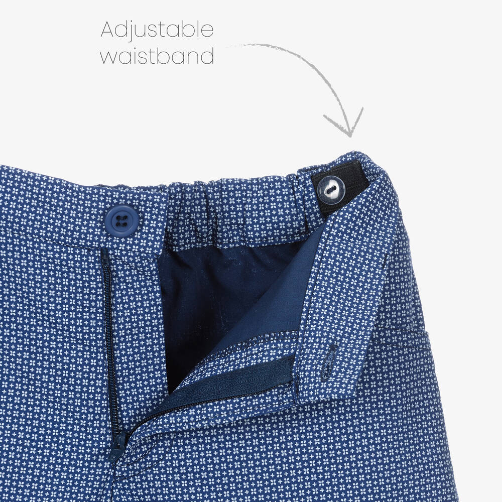 Sarah Louise-Boys Blue Patterned Shorts  | Childrensalon Outlet