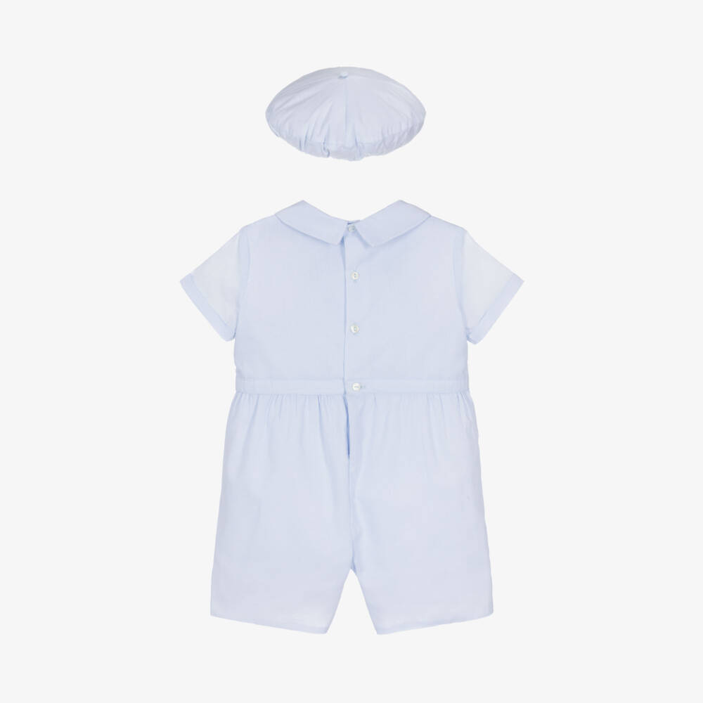 Sarah Louise-Boys Blue Poplin Babysuit Set | Childrensalon Outlet