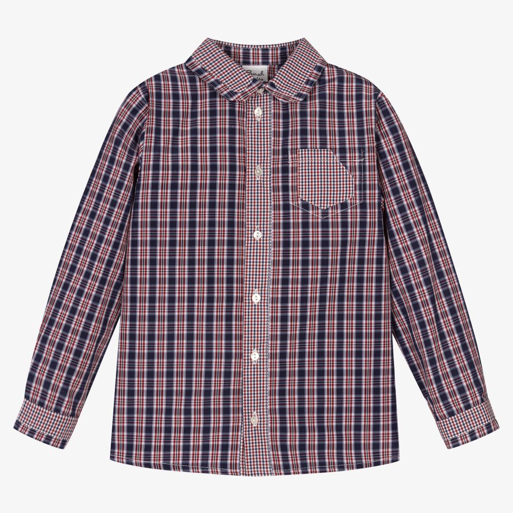 Sarah Louise - Boys Blue & Red Check Shirt | Childrensalon