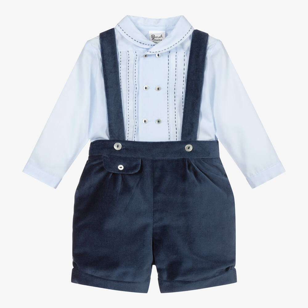 Sarah Louise - Boys Blue Velvet Shorts 