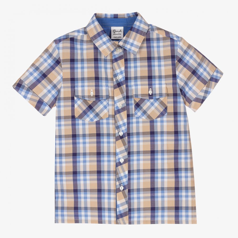 Sarah Louise - Boys Checked Cotton Shirt | Childrensalon