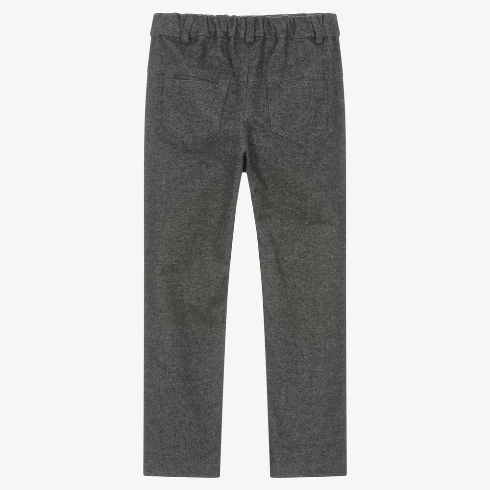Sarah Louise-Boys Grey Brushed Cotton Trousers | Childrensalon Outlet