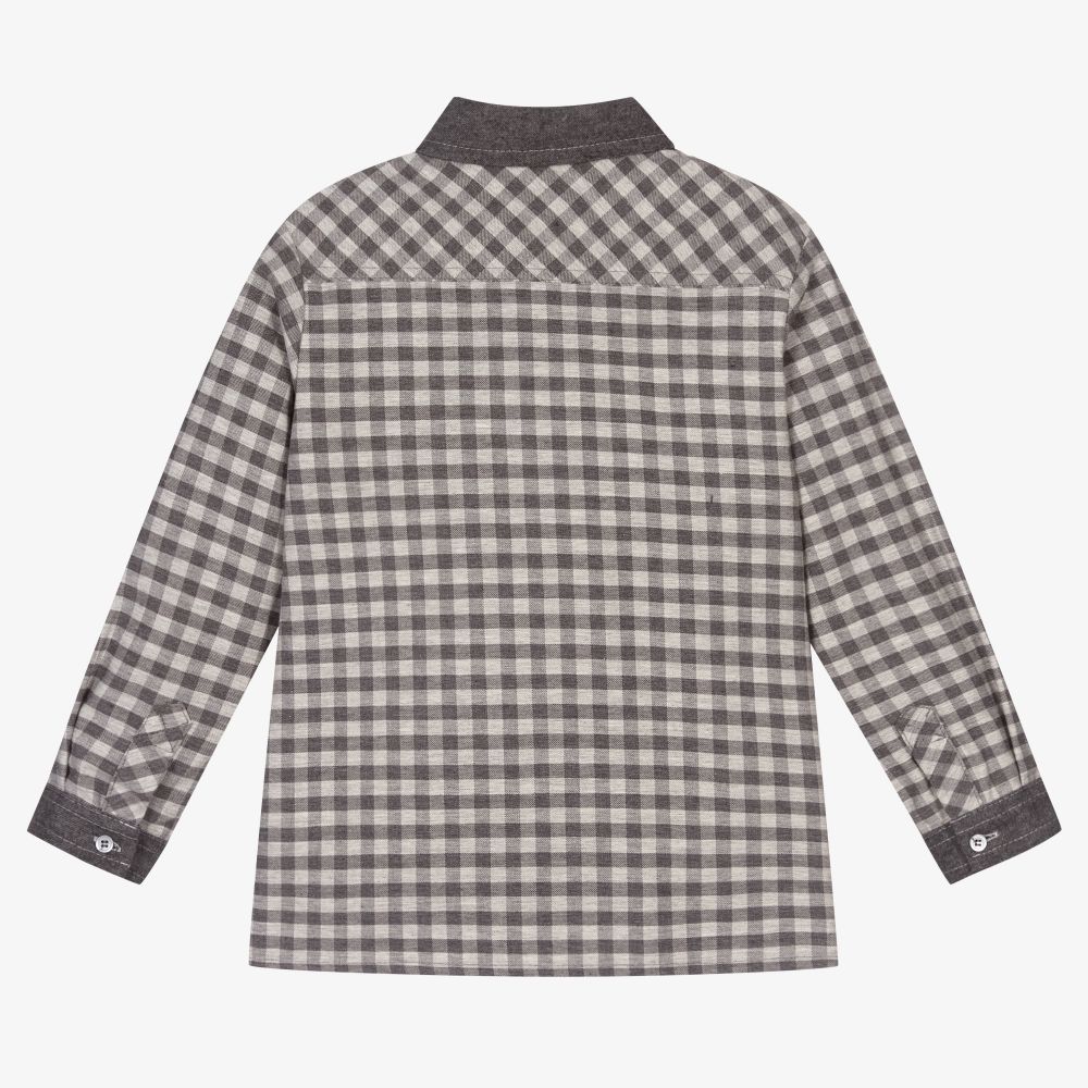 Sarah Louise-Boys Grey Check Cotton Shirt | Childrensalon Outlet