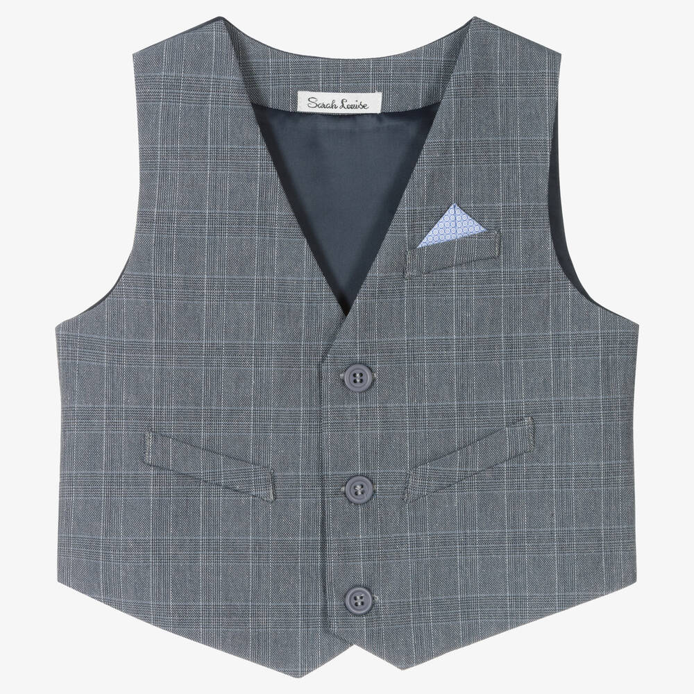 Sarah Louise - Boys Grey Check Waistcoat | Childrensalon