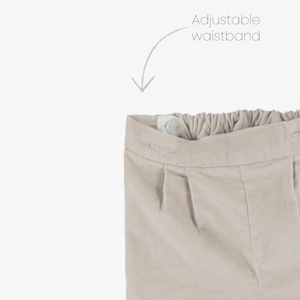 Sarah Louise-Boys Ivory & Beige Cotton & Velvet Buster Suit | Childrensalon Outlet