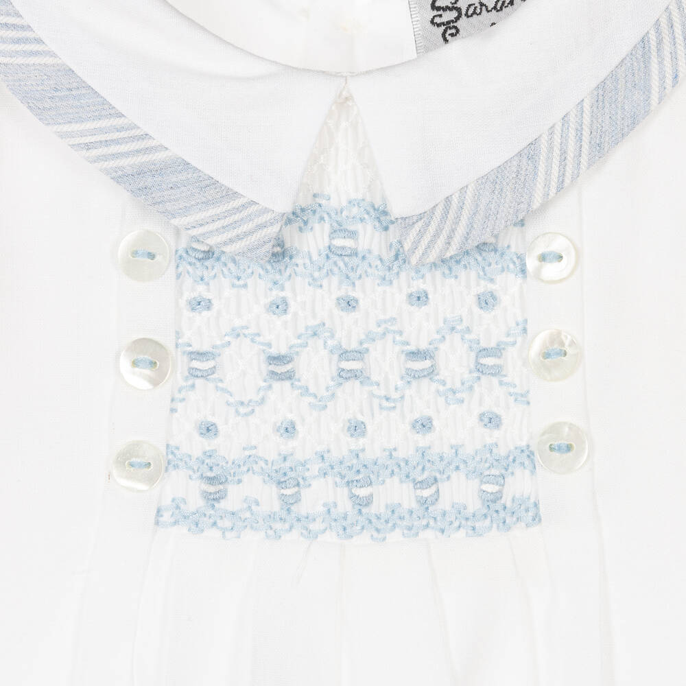 Sarah Louise-Boys Ivory & Blue Stripe Cotton Shorts Set | Childrensalon Outlet