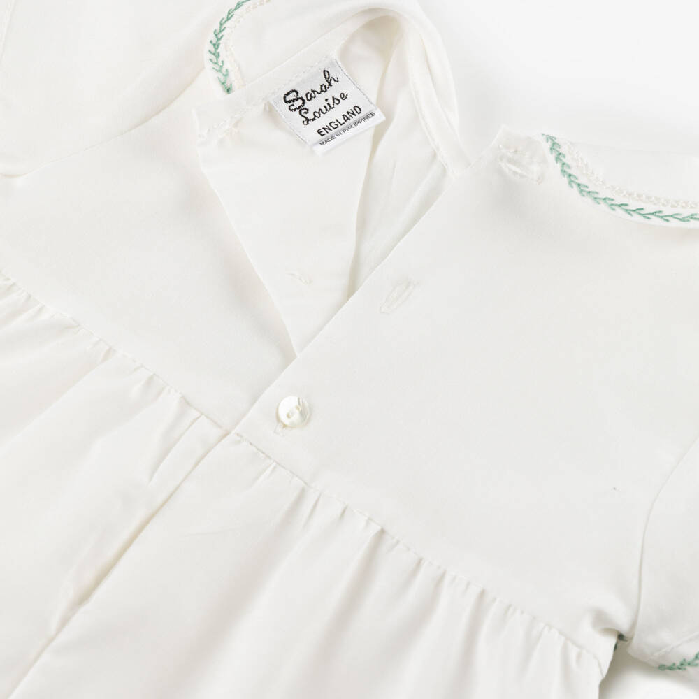 Sarah Louise-Boys Ivory Sage Smocked Shortie | Childrensalon Outlet