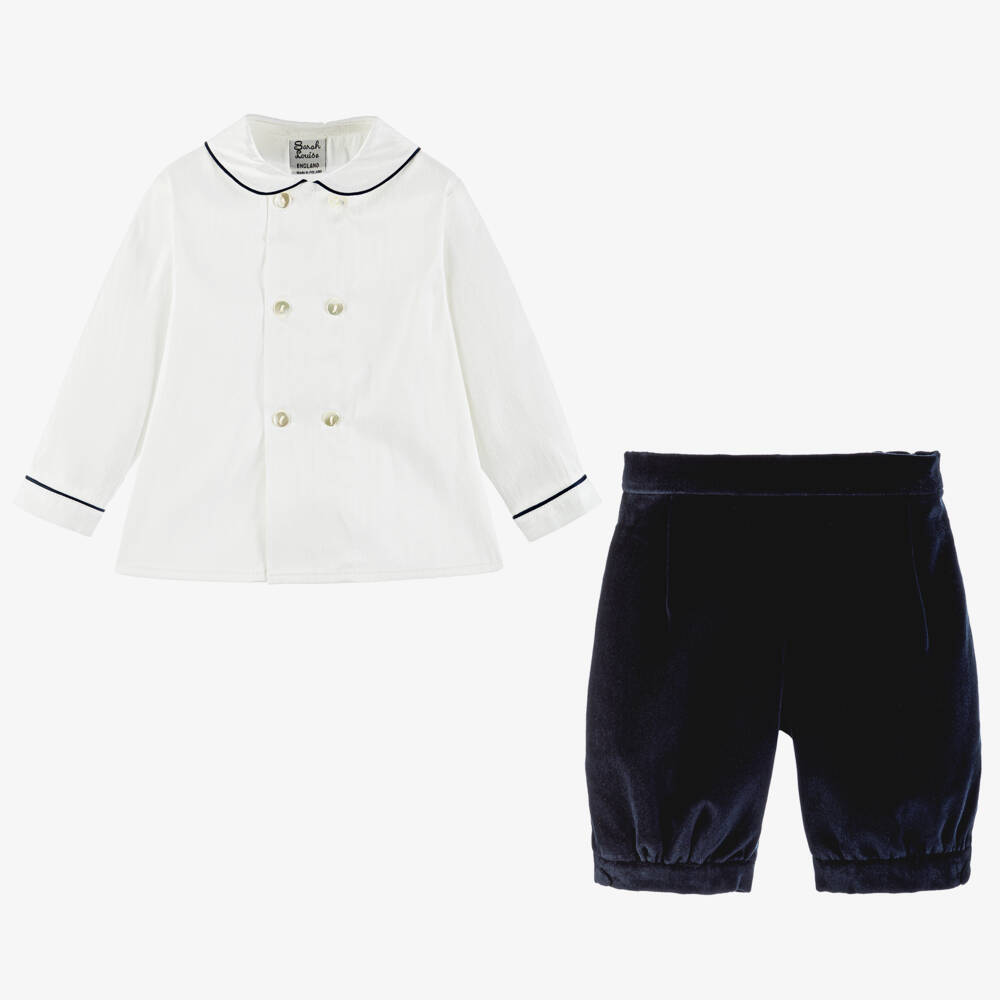 Sarah Louise-Boys Luxe Velvet Shorts Ensemble | Childrensalon Outlet