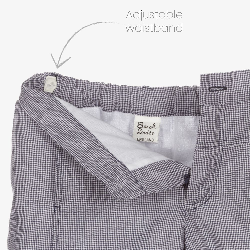 Sarah Louise-Boys Navy Blue Check Shorts | Childrensalon Outlet