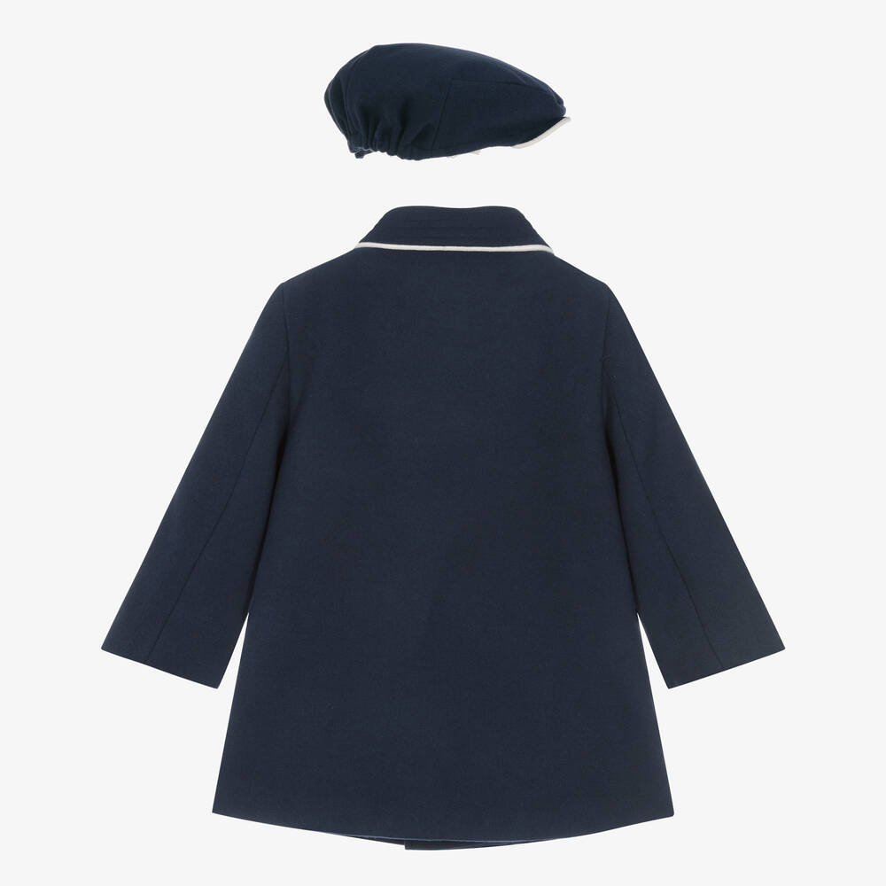 Sarah Louise Boys Navy Blue Coat Hat Set Childrensalon Outlet