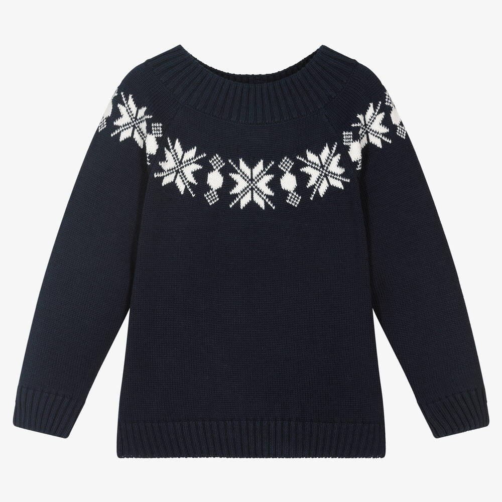 Sarah Louise - Boys Navy Blue Cotton Jumper | Childrensalon