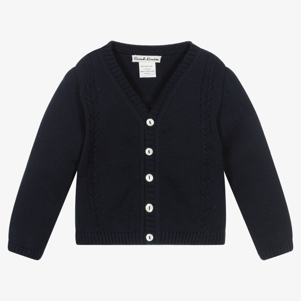 Sarah Louise-Boys Navy Knit Button Cardigan | Childrensalon Outlet