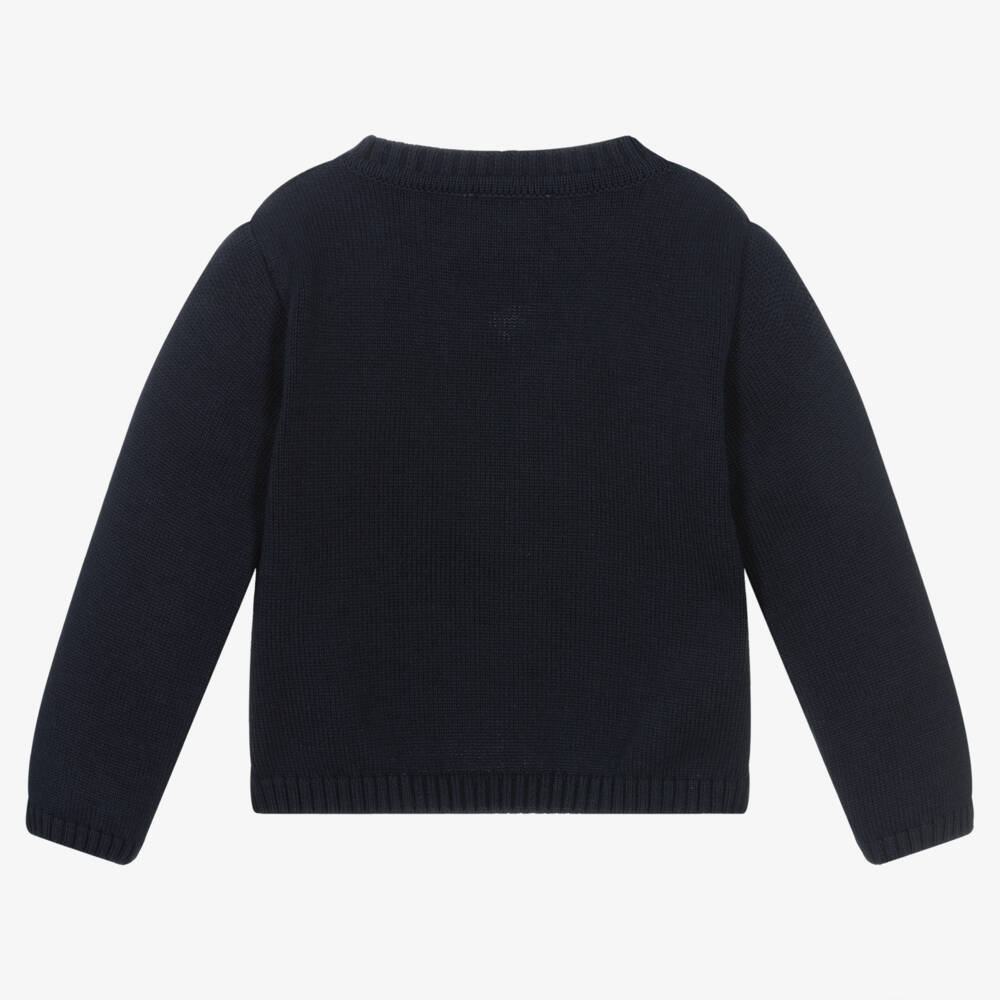 Sarah Louise-Boys Navy Knit Button Cardigan | Childrensalon Outlet