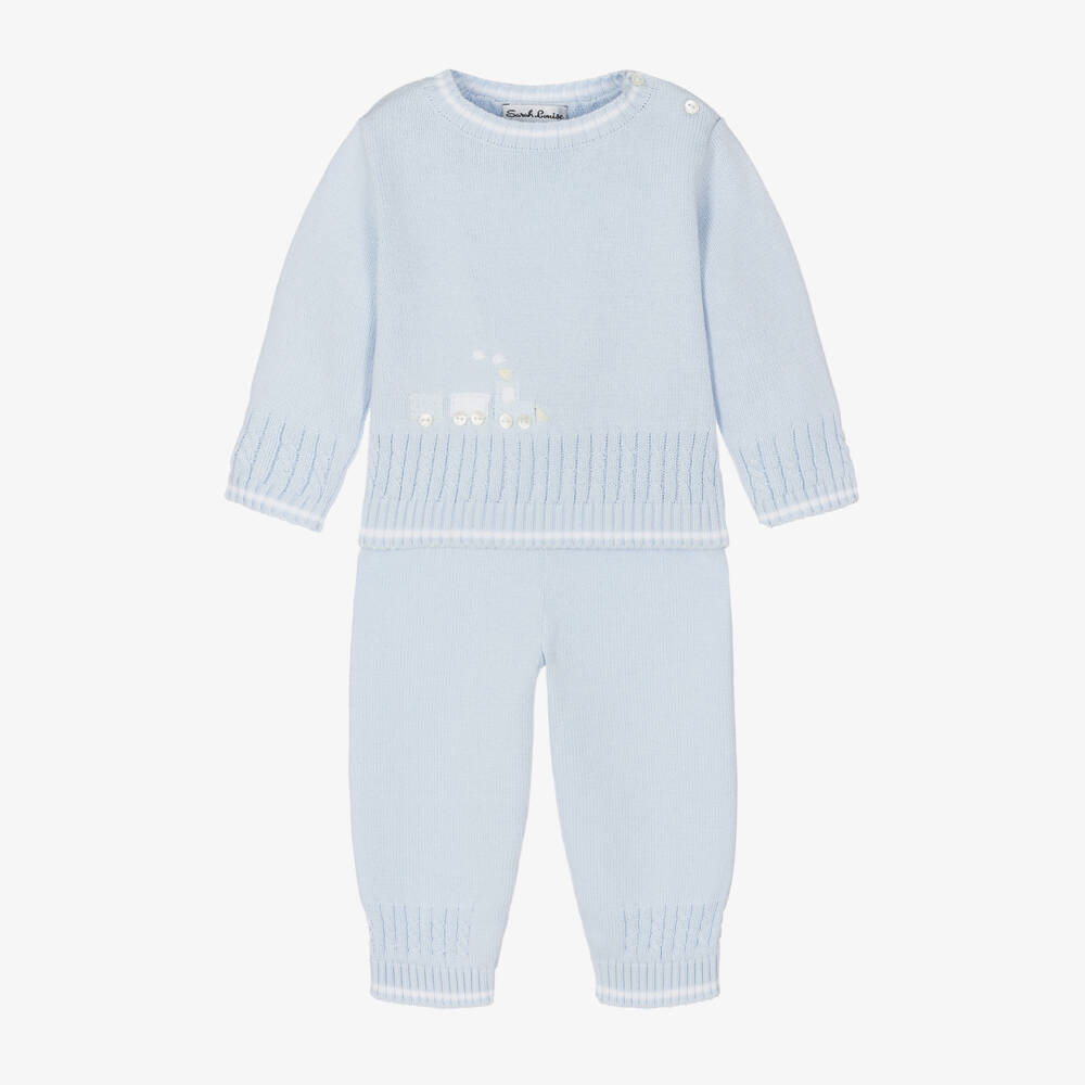 Sarah Louise-Boys Pale Blue Knit Ensemble | Childrensalon Outlet