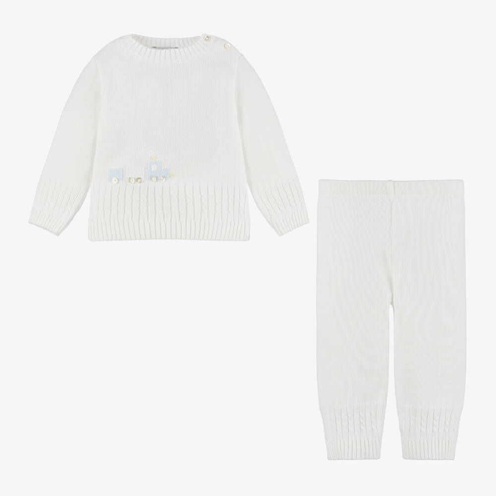 Sarah Louise-Boys Pale Knit Trousers Ensemble | Childrensalon Outlet