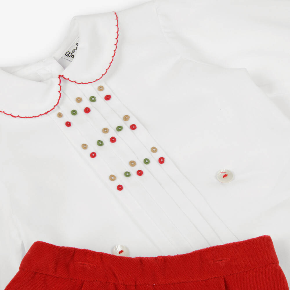 Sarah Louise-Комплект из красного и белого бархата для мальчиков | Childrensalon Outlet