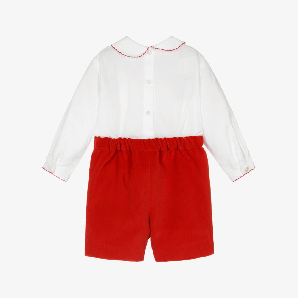 Sarah Louise-Комплект из красного и белого бархата для мальчиков | Childrensalon Outlet
