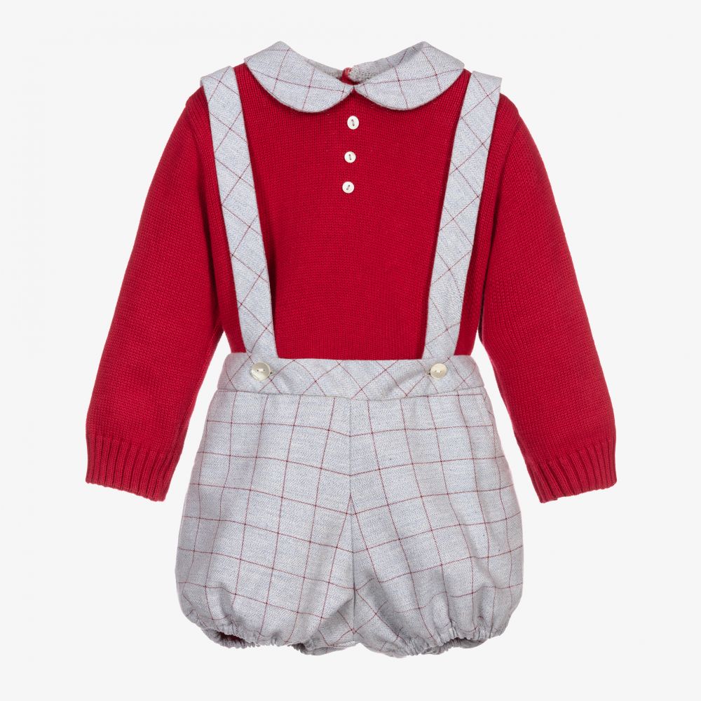 Sarah Louise - Boys Red & Grey Shorts Set  | Childrensalon
