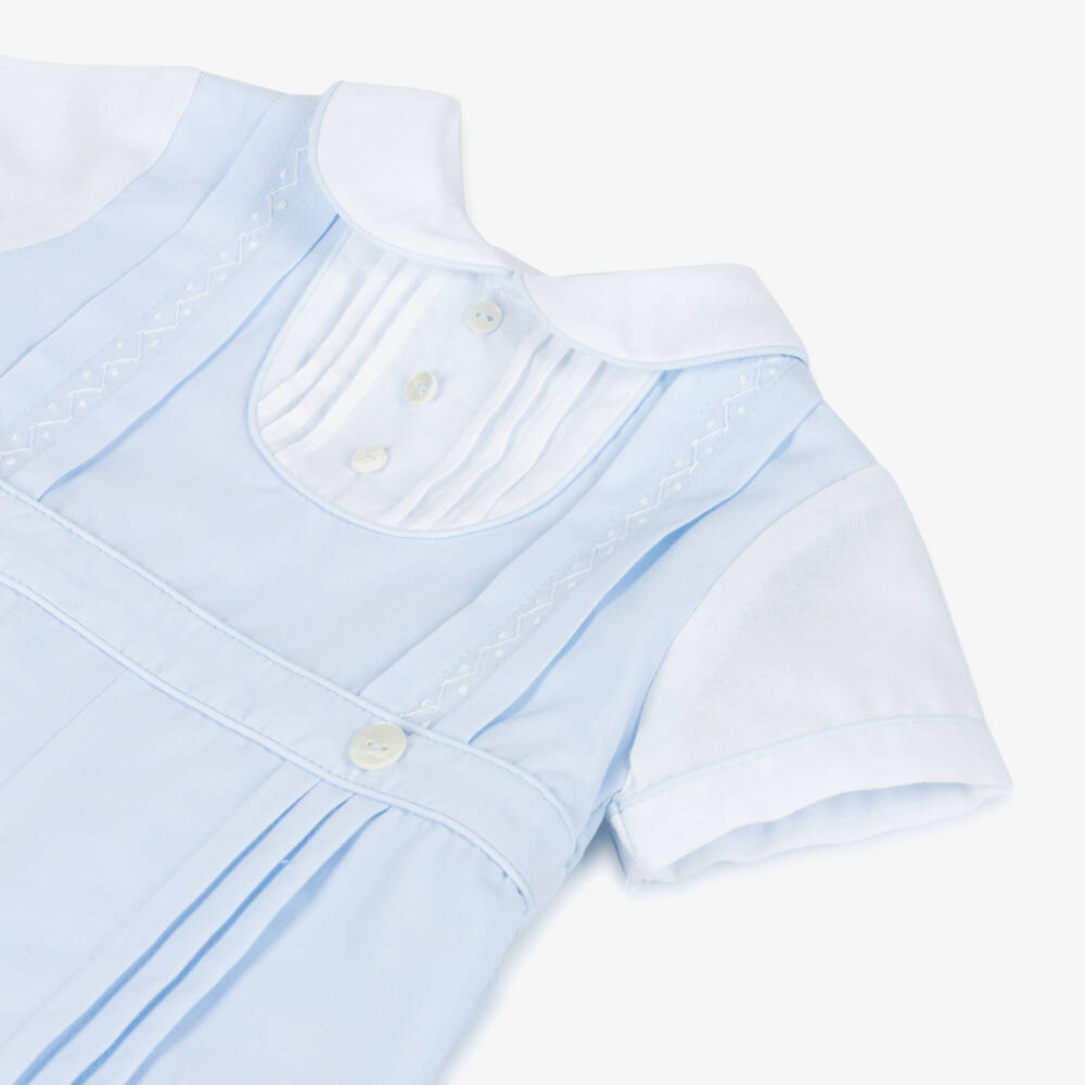 Sarah Louise-Boys' Sky Pintuck Romper Delight | Childrensalon Outlet