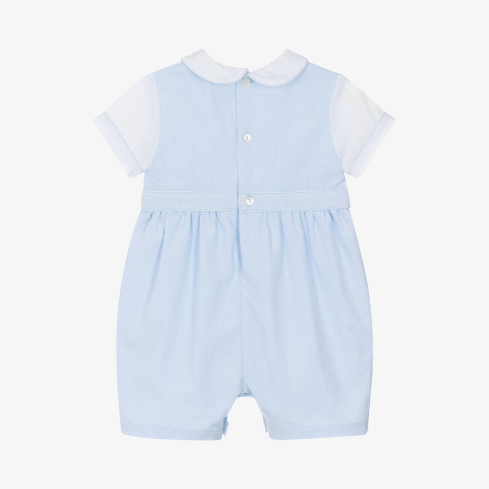 Sarah Louise-Boys' Sky Pintuck Romper Delight | Childrensalon Outlet
