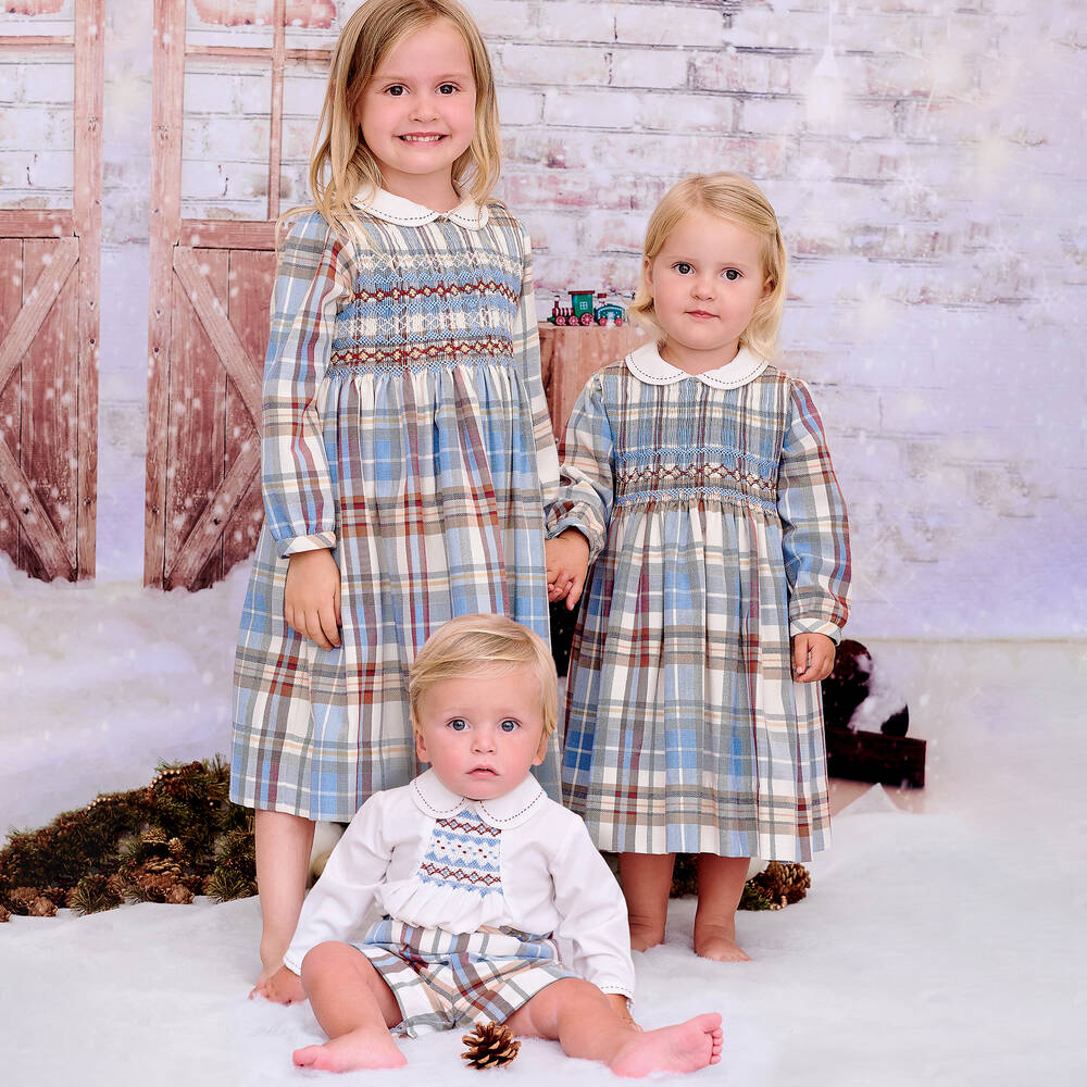 Sarah Louise-Boys Smocked Tartan Buster Suit | Childrensalon Outlet