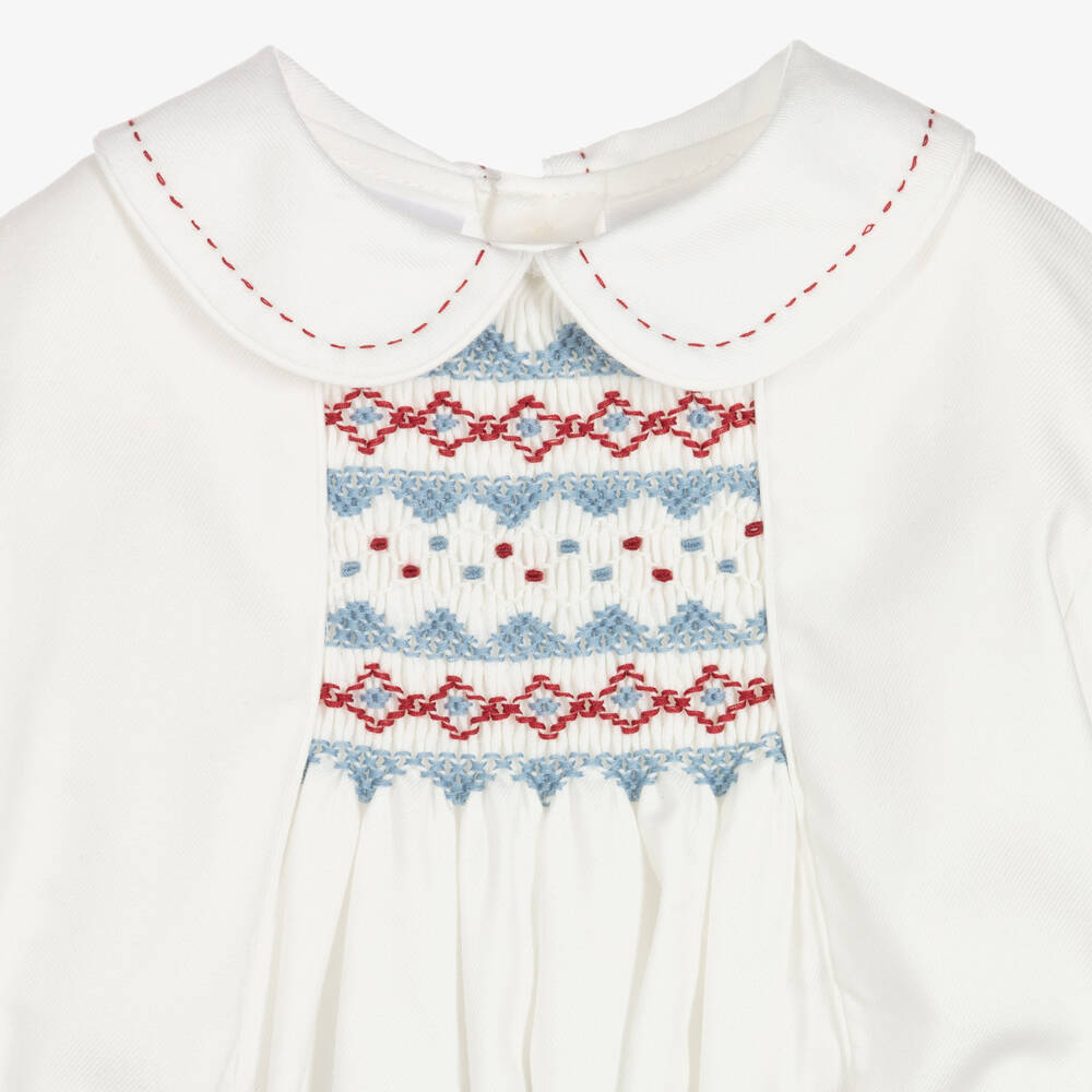 Sarah Louise-Boys Smocked Tartan Buster Suit | Childrensalon Outlet