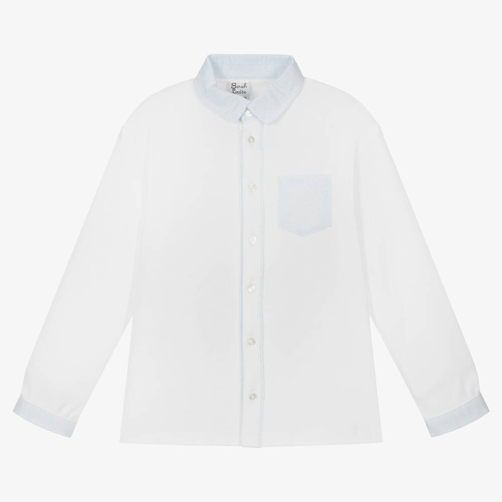 Sarah Louise-Boys White Cotton Jersey Shirt | Childrensalon Outlet