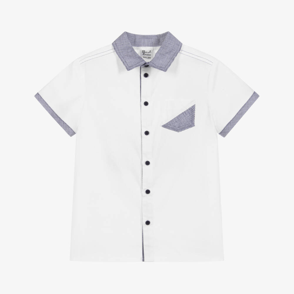 Sarah Louise-Boys White Cotton Shirt | Childrensalon Outlet