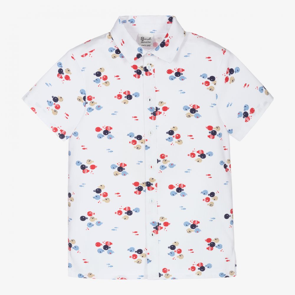 Sarah Louise-Boys White Cotton Shirt | Childrensalon Outlet