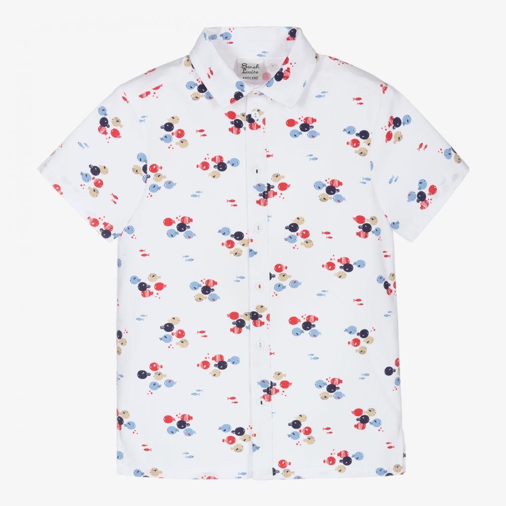 Sarah Louise - Boys White Cotton Shirt | Childrensalon