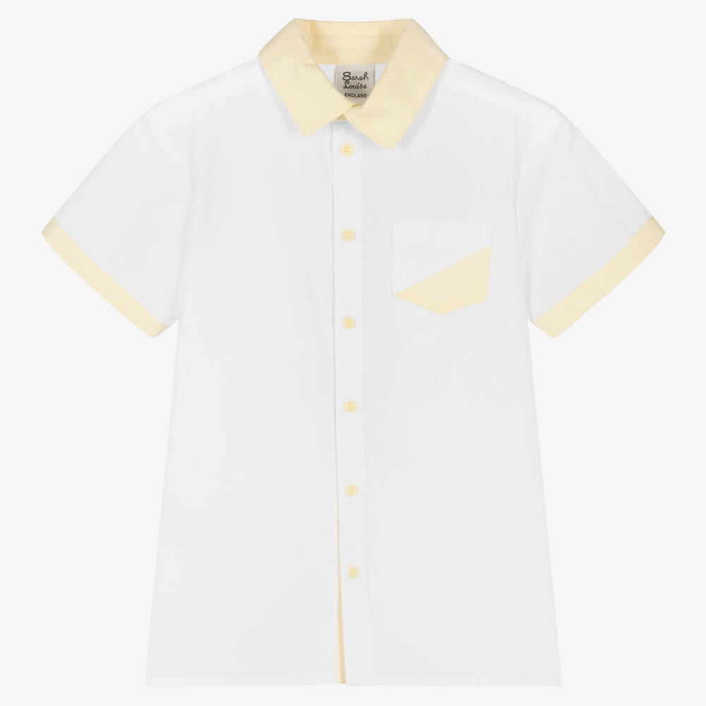 Sarah Louise - Boys White Cotton Shirt | Childrensalon