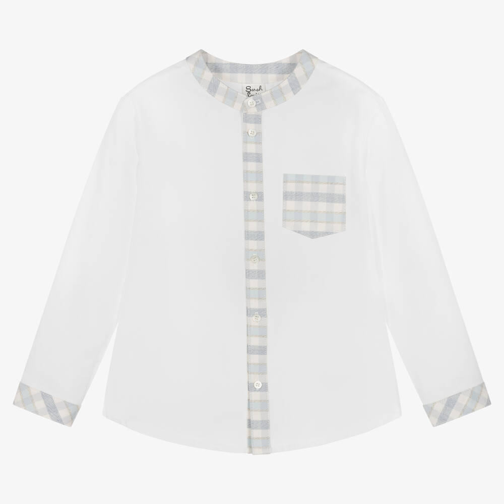 Sarah Louise - Boys White Cotton Shirt  | Childrensalon