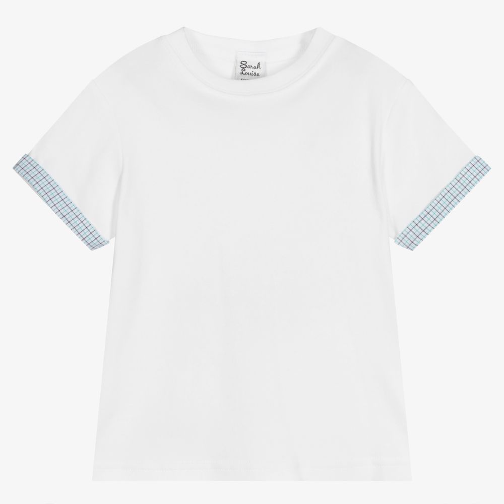 Sarah Louise - Boys White Cotton T-Shirt | Childrensalon