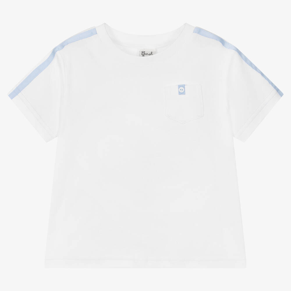 Sarah Louise-Boys White Cotton T-Shirt | Childrensalon Outlet