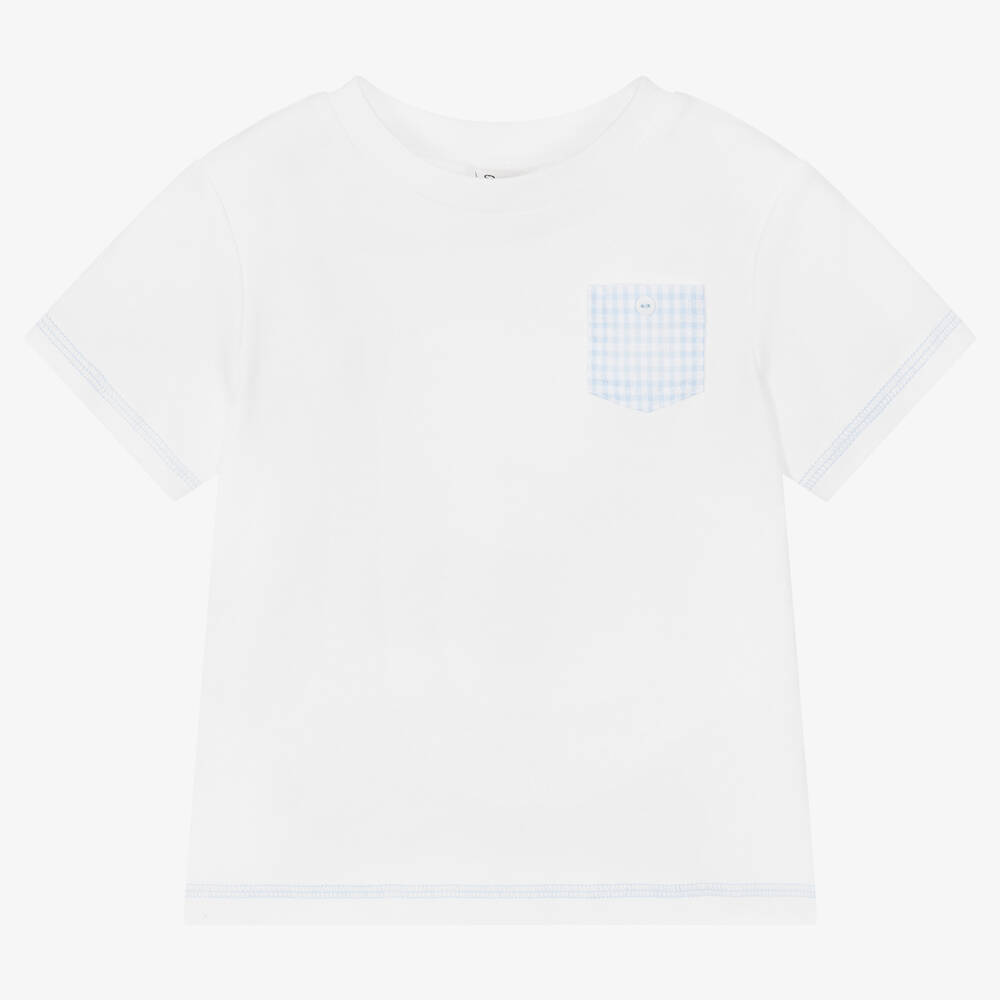 Sarah Louise - Boys White Cotton T-Shirt | Childrensalon