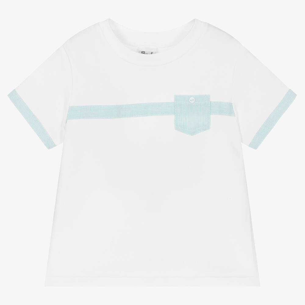 Sarah Louise - Boys White Cotton T-Shirt | Childrensalon