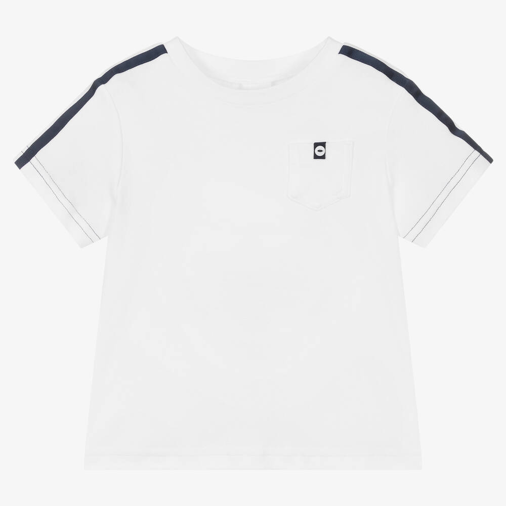 Sarah Louise - Boys White Cotton T-Shirt | Childrensalon