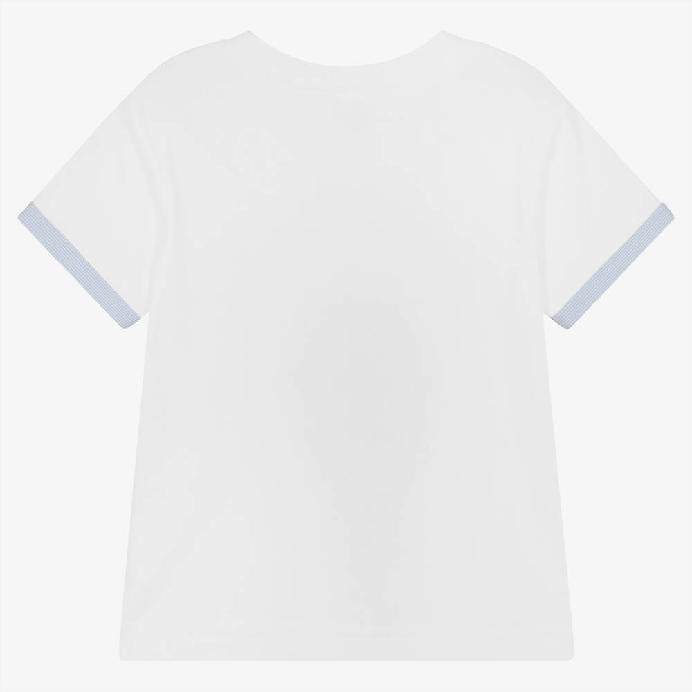 Sarah Louise-Boys White Cotton T-Shirt  | Childrensalon Outlet