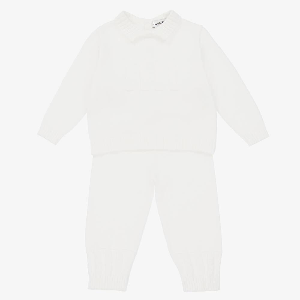 Sarah Louise - Ensemble pantalon blanc en coton Garçon | Childrensalon